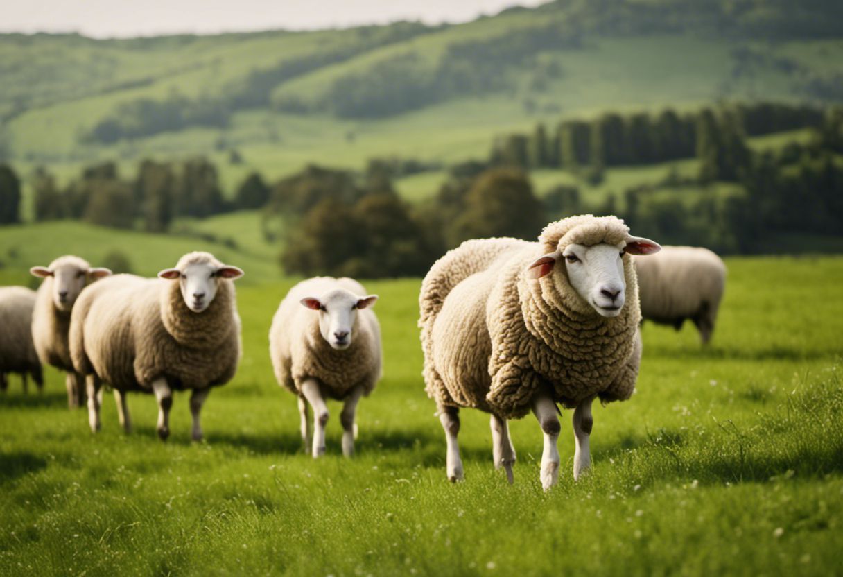 Vue détaillée de moutons en pâture verdoyante