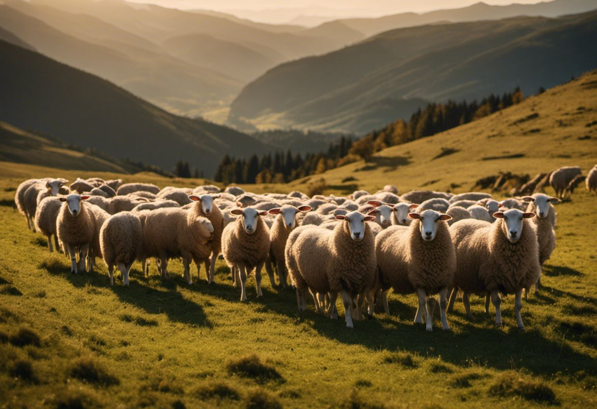 Image éblouissante de moutons paissant sur de splendides montagnes