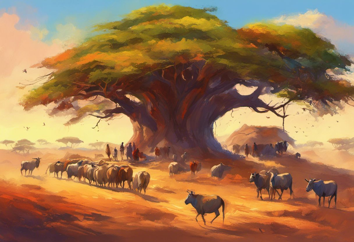 Peinture numérique colorée : pastoralisme africain, style de vie unique